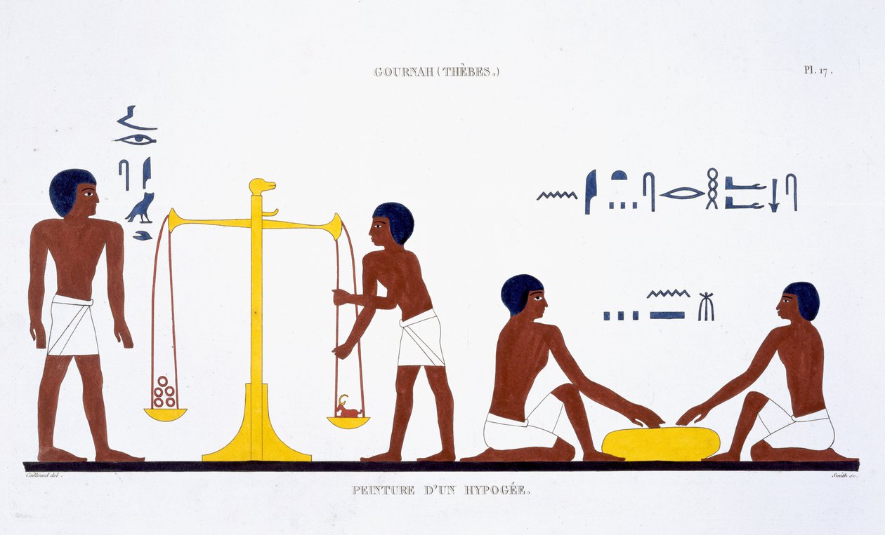 Todesrituale (Thema unklar), aus einem seltenen Bericht über Fresken aus Theben, aufgezeichnet 1819-1822 bei seinem zweiten Besuch in Ägypten von Frederic Cailliaud (1787-1869) von Frederic (after) Cailliaud