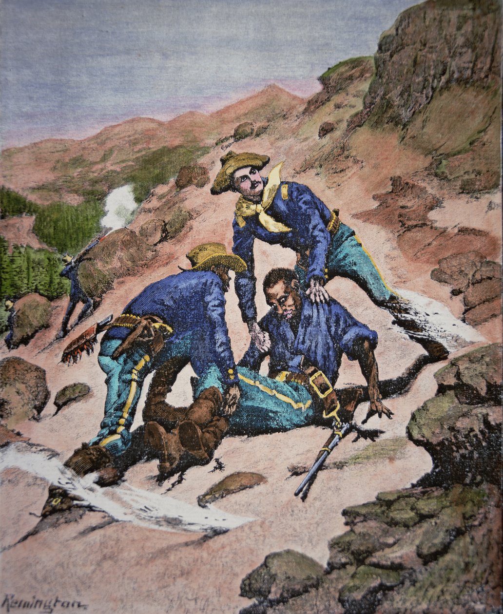 Die Rettung von Corporal Scott während der Geronimo-Kampagne von 1886 von Frederic (after) Remington