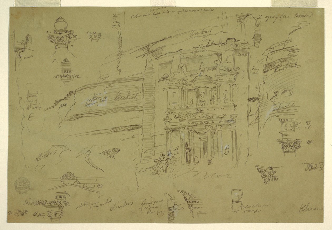 Architektonische Details von El Khasneh, Petra von Frederic Edwin Church