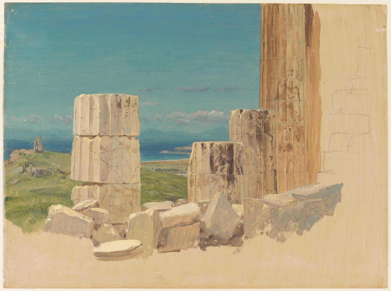 Zerbrochene Säulen, Blick vom Parthenon, Athen, April 1869 von Frederic Edwin Church