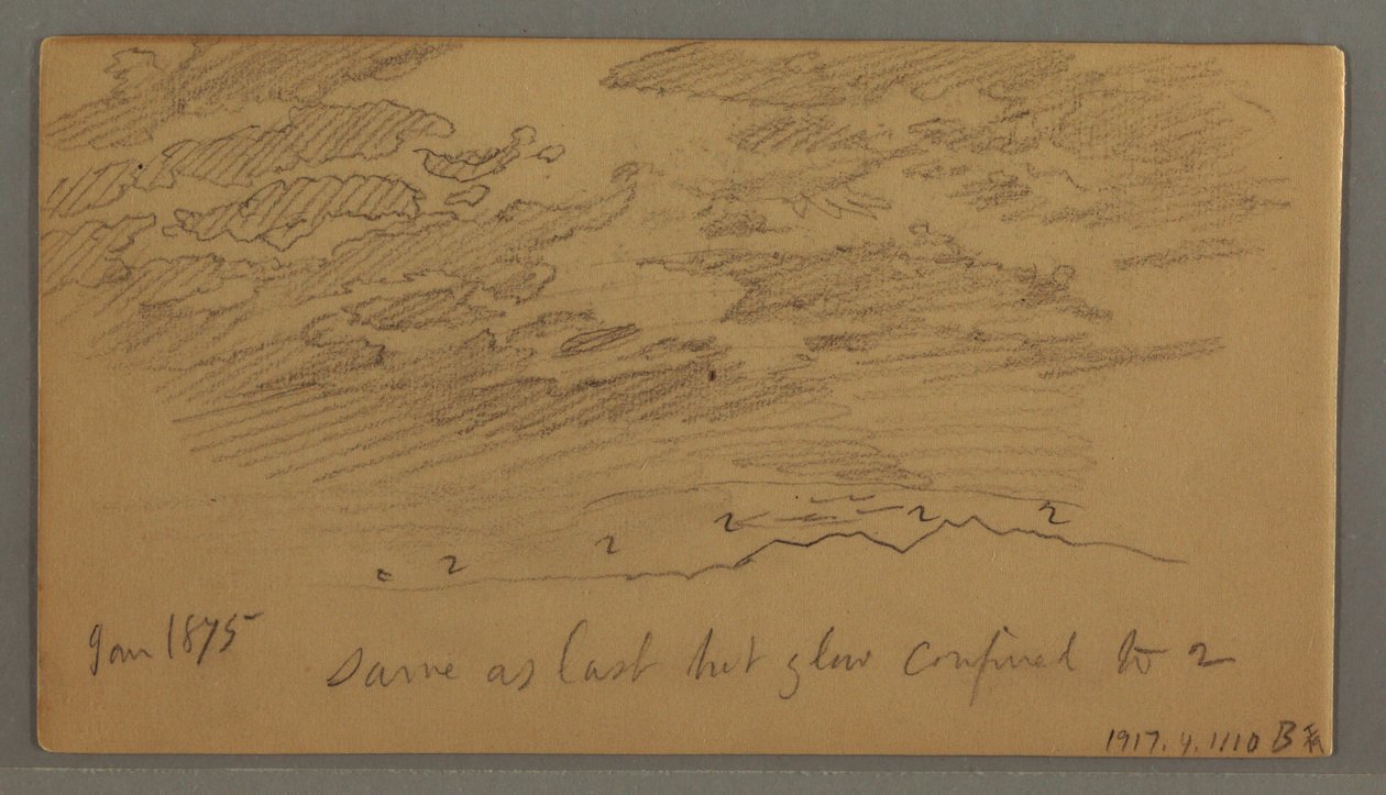 Zeichnung, Wolke über Hügeln, Januar 1875 von Frederic Edwin Church
