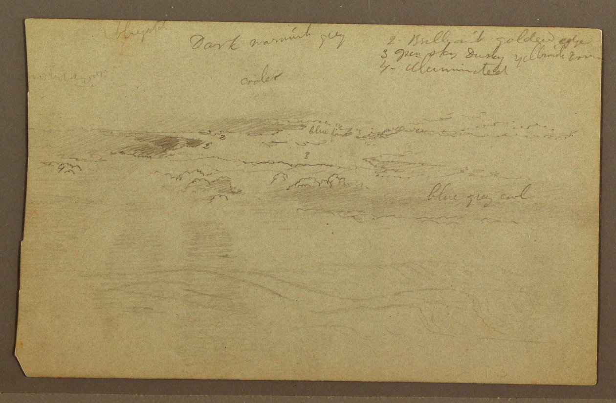 Zeichnung, Wolkenstudie über Hügeln, 1860er von Frederic Edwin Church