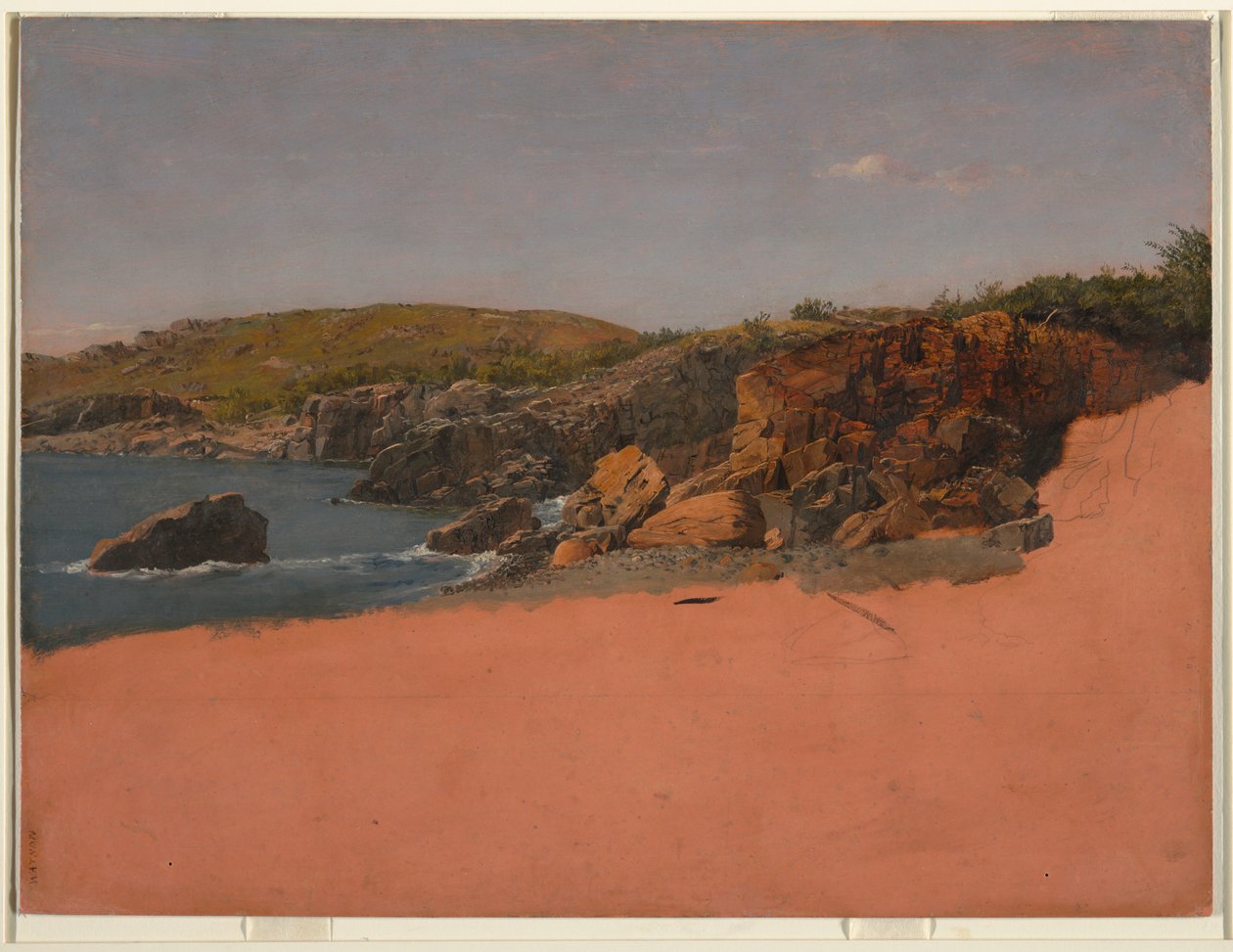 Zeichnung, Küste bei Mount Desert Island (Sandstrand), ca. 1850 von Frederic Edwin Church