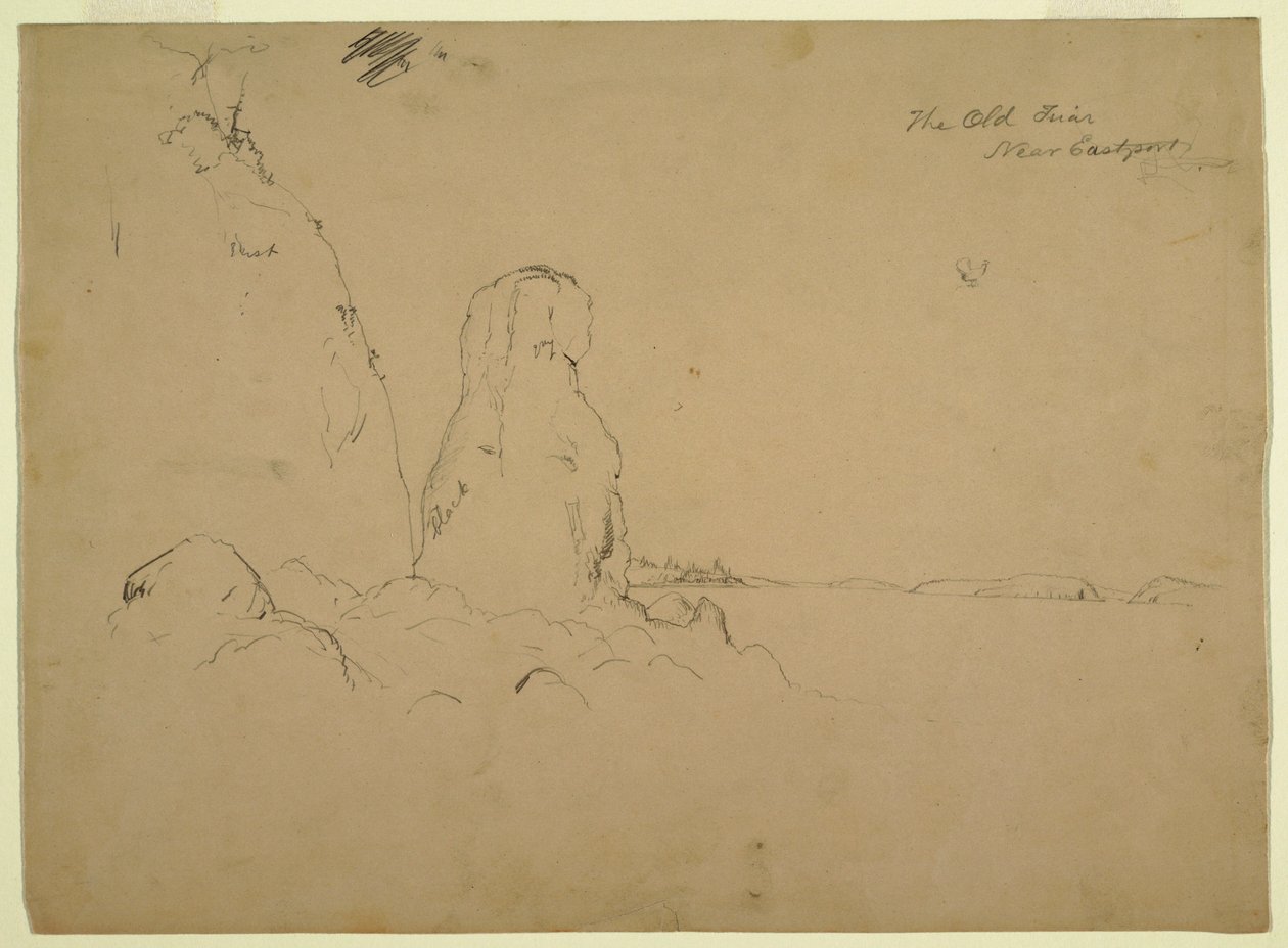 Küste mit "Der alte Mönch nahe Eastport", ca. 1851 von Frederic Edwin Church