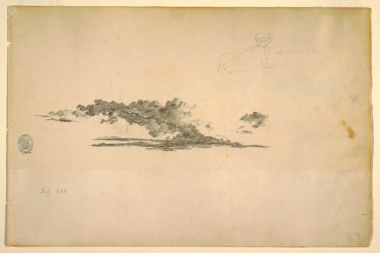 Zeichnung, Kuh, Wolken, Juli und September 1844 von Frederic Edwin Church