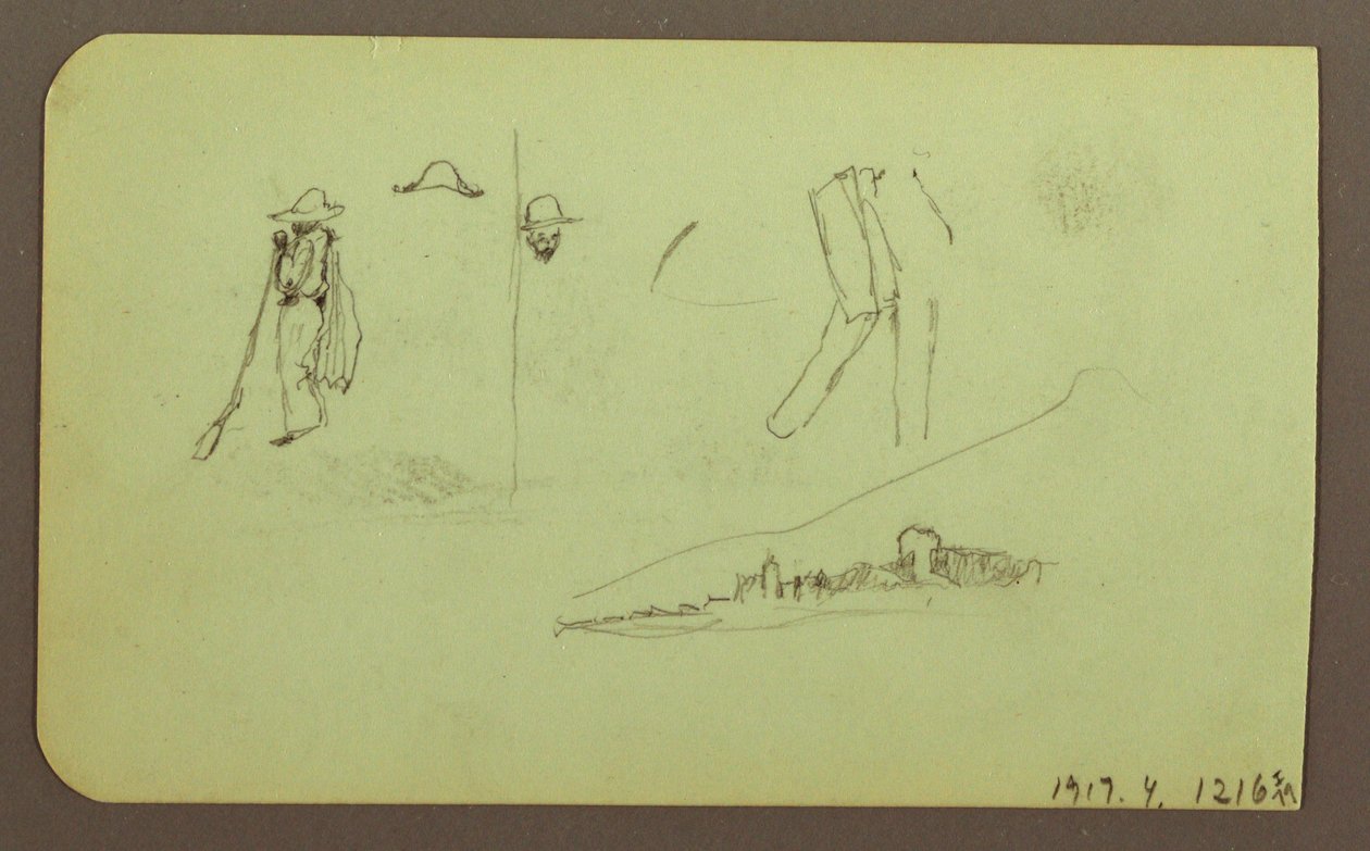 Zeichnung, Fabrik; Verso: Figuren, 1883 von Frederic Edwin Church