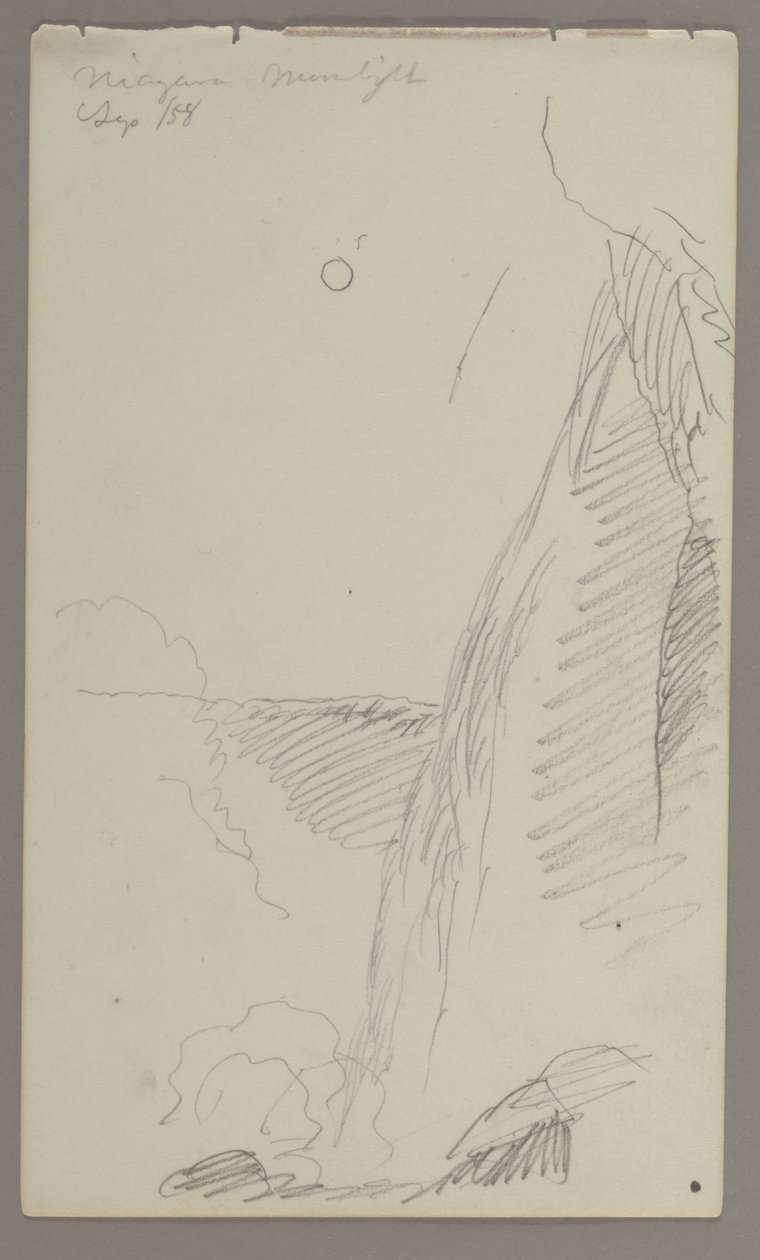 Zeichnung, Wasserfälle im Mondlicht, 1858 von Frederic Edwin Church
