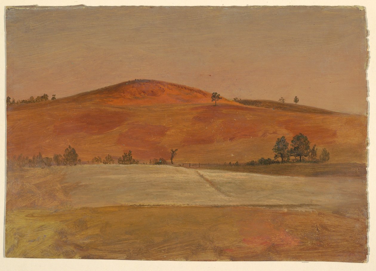 Landschaft mit niedrigem Hügel und Feldern, 1870–80 von Frederic Edwin Church