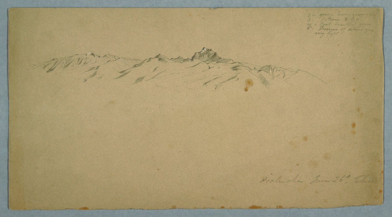 Zeichnung, Mount Pichincha von Chillo, Ecuador, 26. Juni 1857 von Frederic Edwin Church