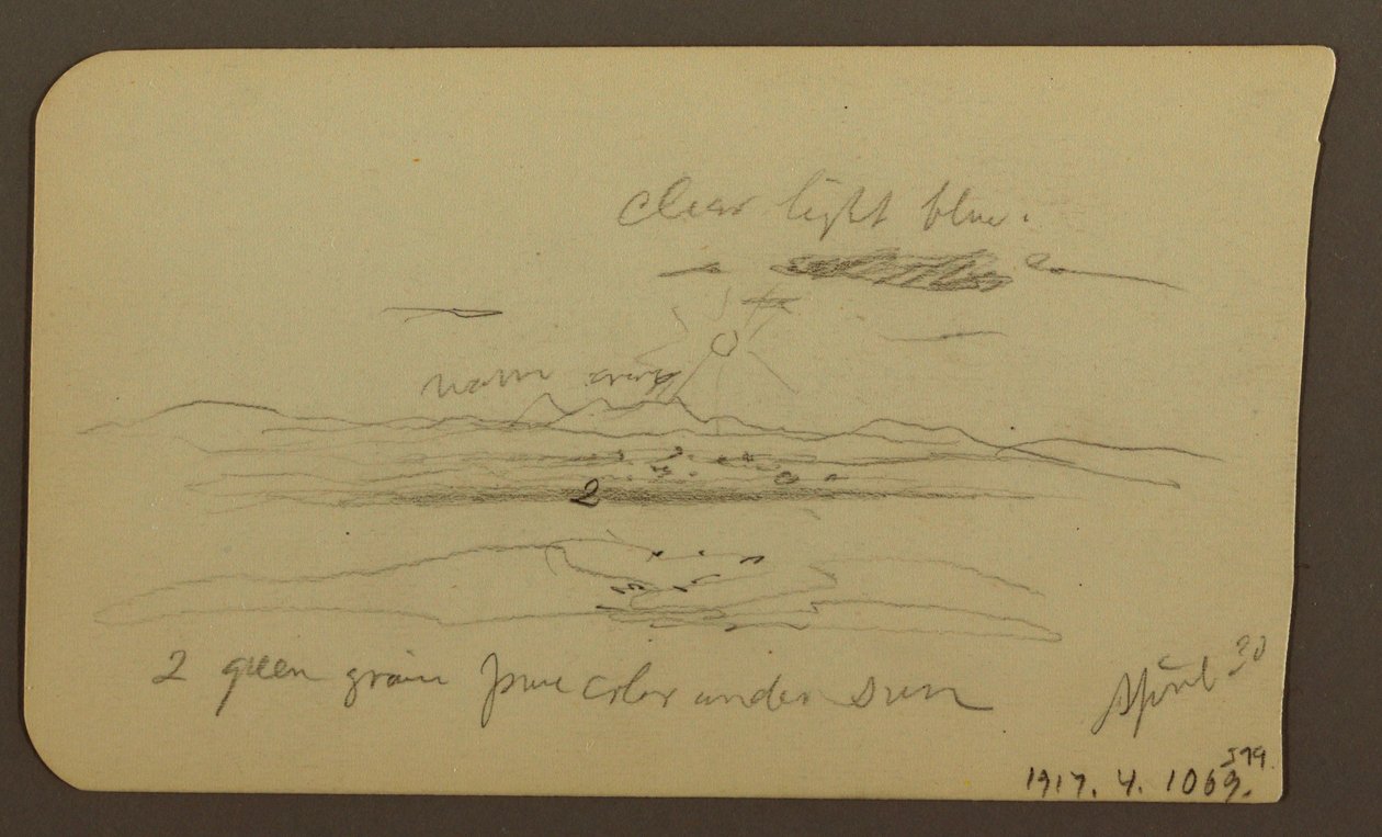 Zeichnung, Berglandschaft, Figur; Verso: Landschaft, 30. April 1885 von Frederic Edwin Church