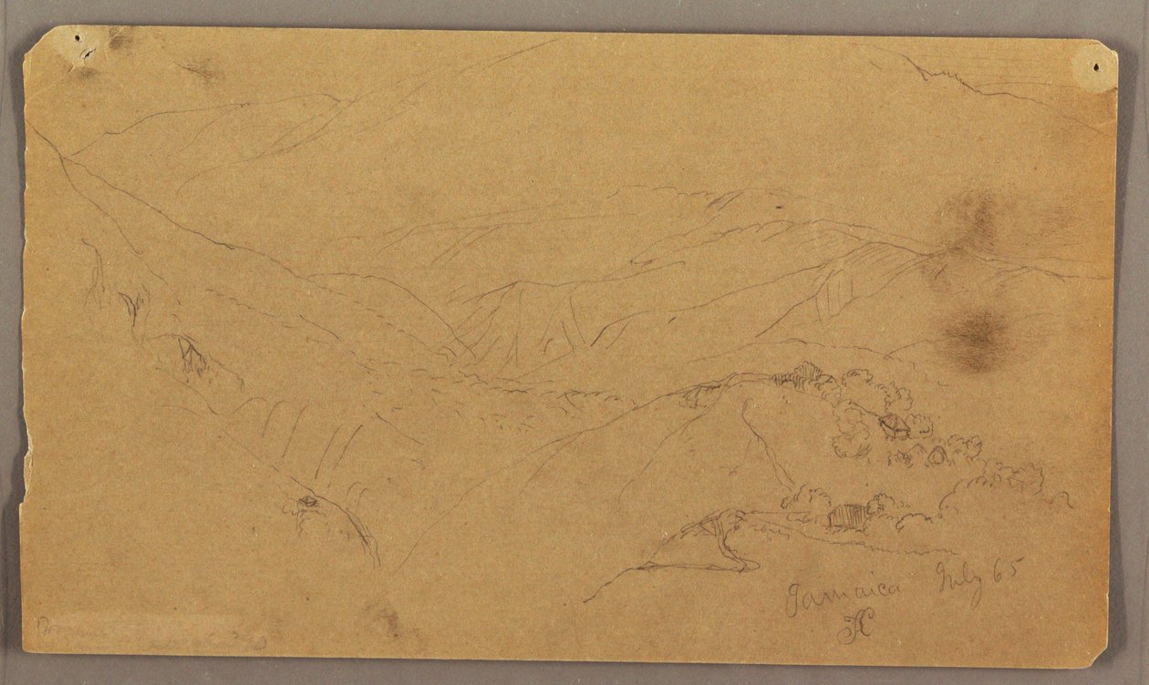 Zeichnung, Berglandschaft, Jamaika, Westindien, Juli 1865 von Frederic Edwin Church