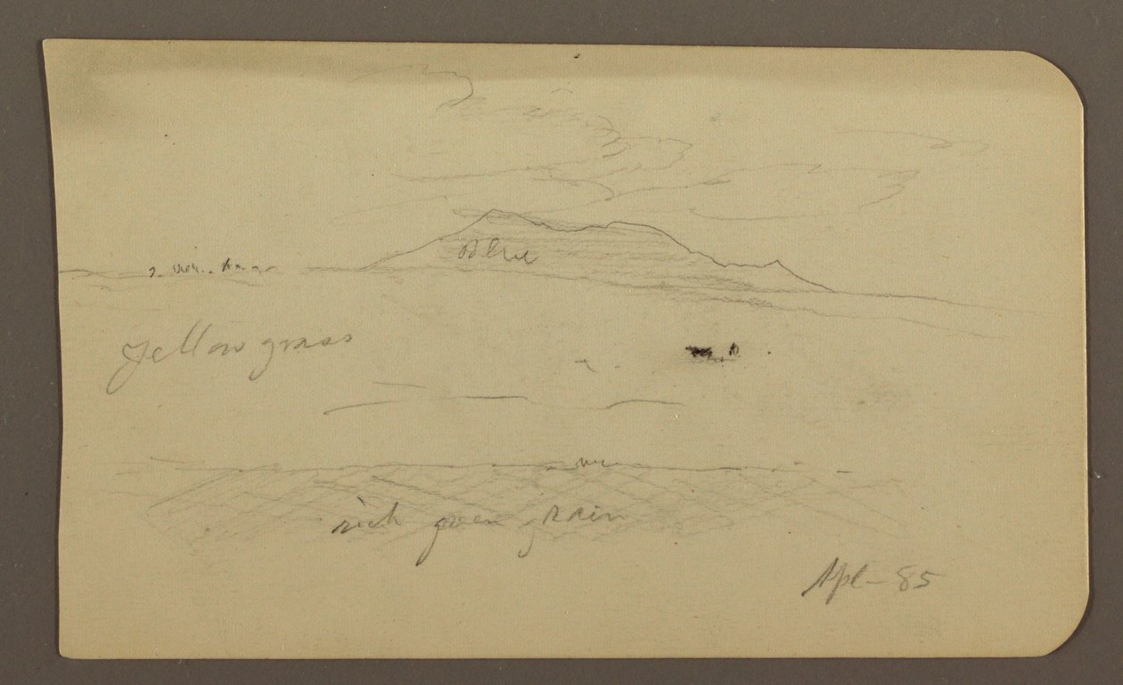 Zeichnung, Berglandschaft; Verso: Kirche mit Kuppel, April 1885 von Frederic Edwin Church