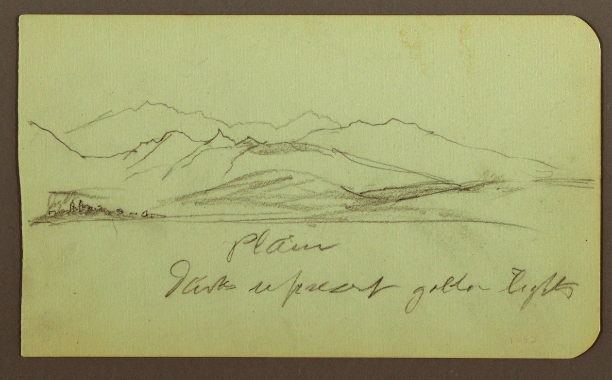 Zeichnung, Berglandschaft; Verso: Berglandschaft, Figur, 1883 von Frederic Edwin Church