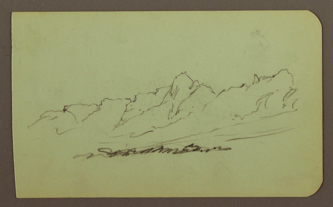 Zeichnung, Berglandschaft; Verso: Gebirgskette, Figur, 1883 von Frederic Edwin Church
