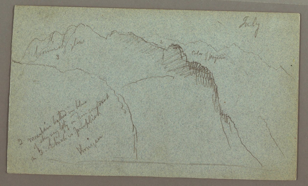 Zeichnung, Berggipfel, Juli möglicherweise 1868 von Frederic Edwin Church