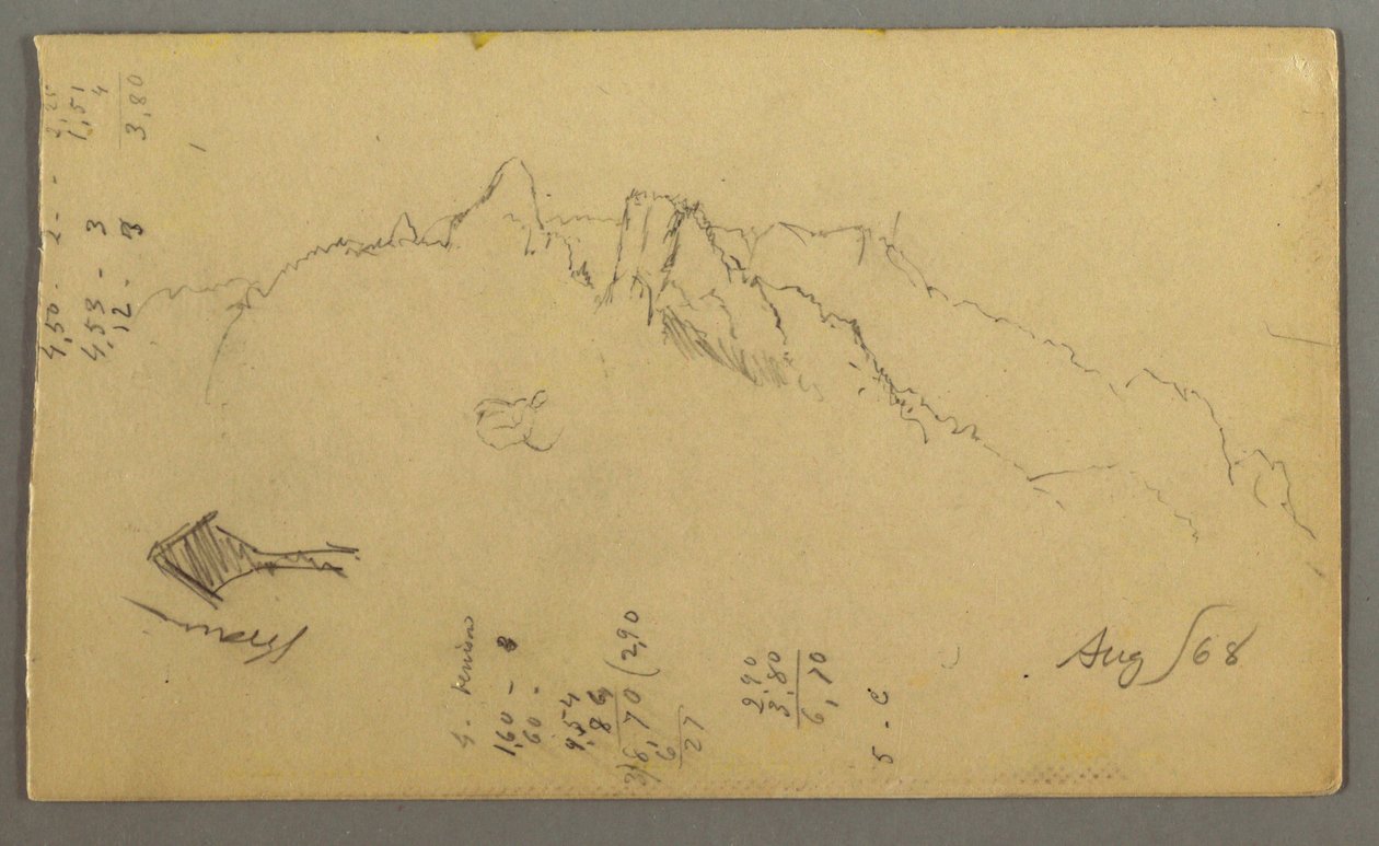 Zeichnung, Berggipfel, Wegesrand-Schrein, August 1868 von Frederic Edwin Church