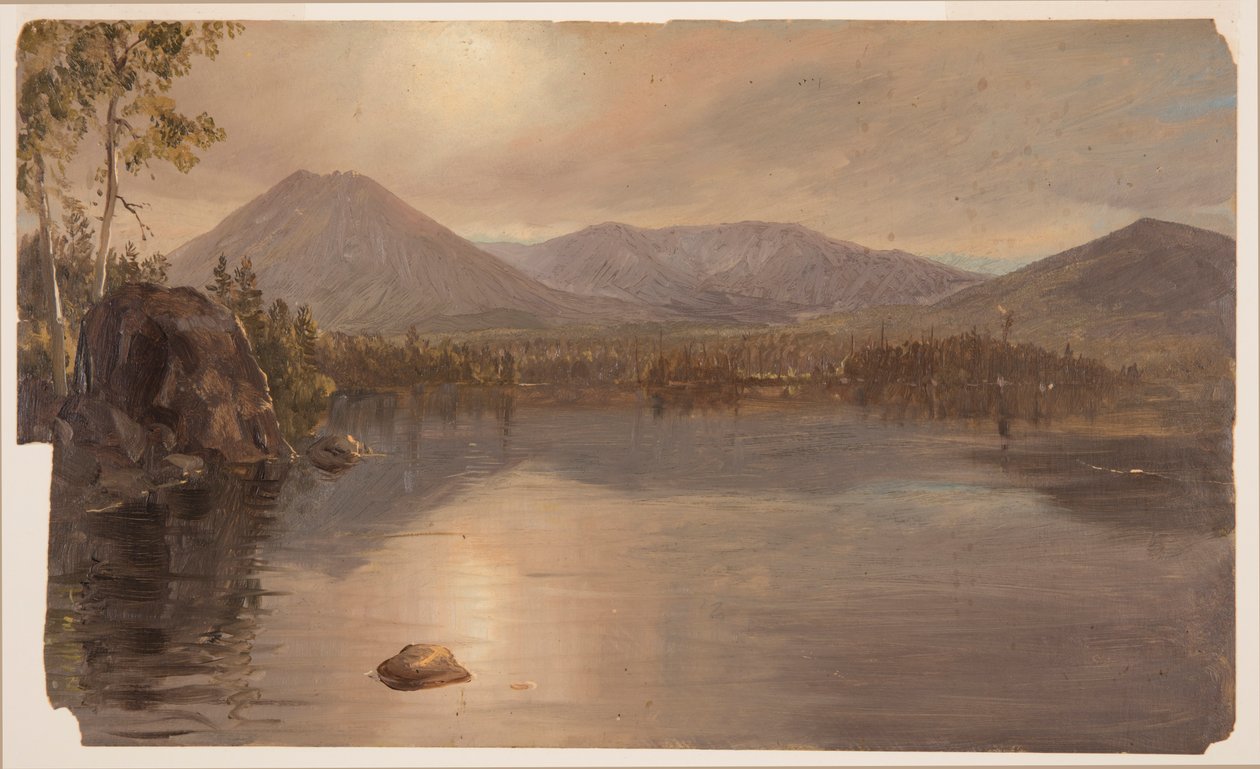 Zeichnung, Berge Katahdin und Turner vom Lake Katahdin, Maine, 1855–60 von Frederic Edwin Church