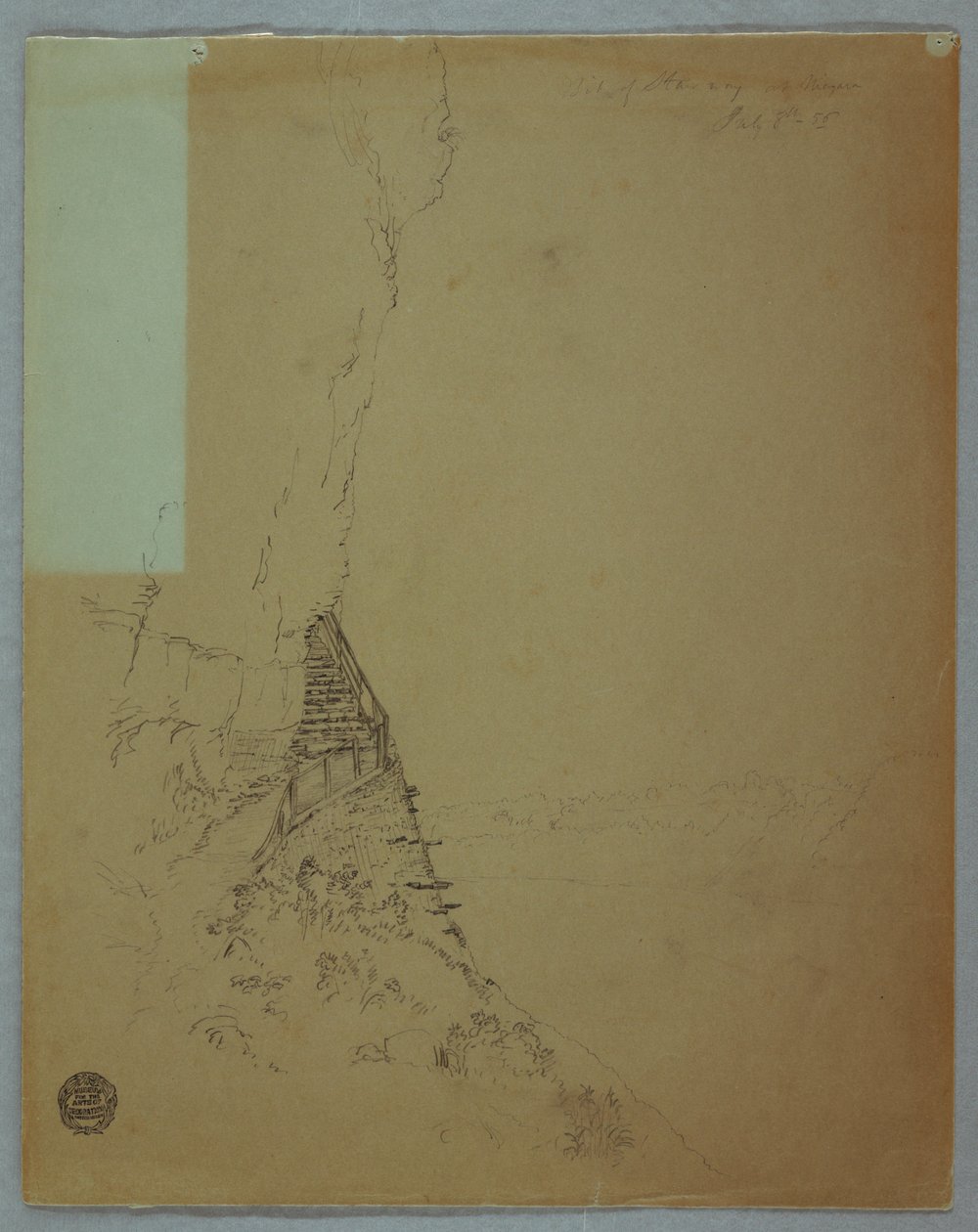 Zeichnung, Niagarafälle: "Teil einer Treppe bei Niagara", Juli 1856 von Frederic Edwin Church