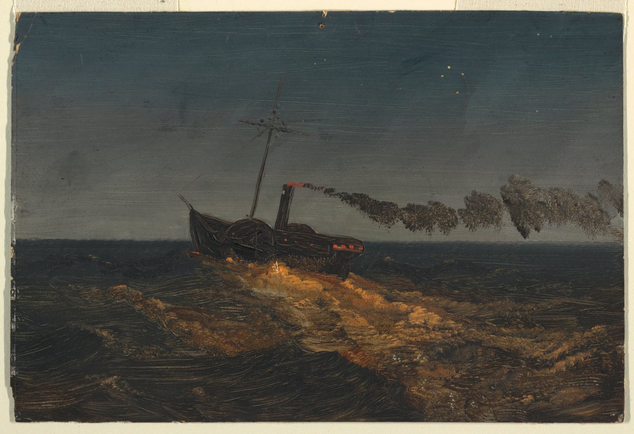 Zeichnung, Raddampfer in der Dämmerung, ca. 1853 von Frederic Edwin Church