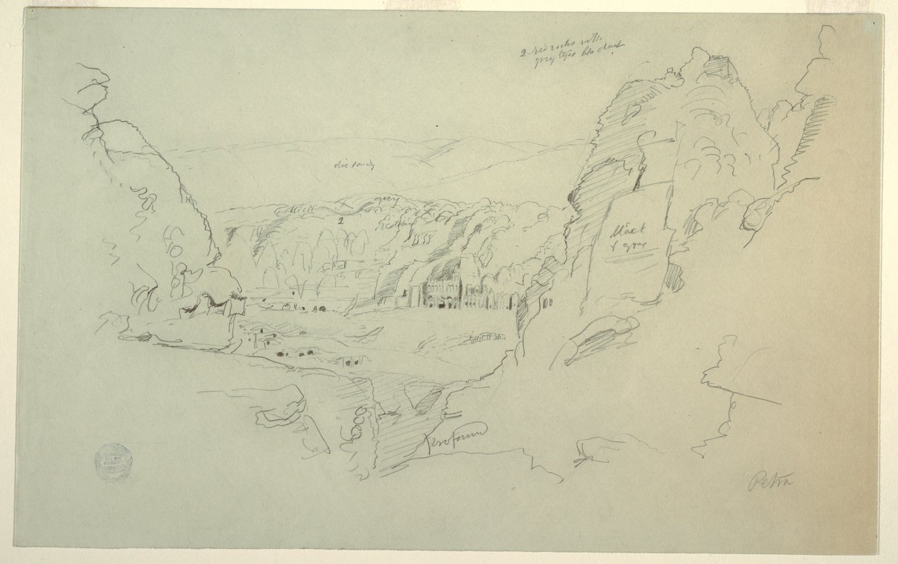 Petra, Jordanien von Westen, zeigt den Palast und die korinthischen Gräber, 26. Februar 1868 von Frederic Edwin Church