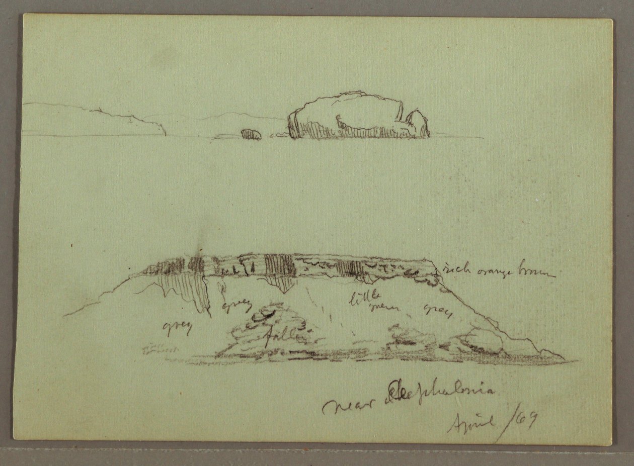 Felsen vor Küstenlinie, Felsklippen an der Küste, April 1869 von Frederic Edwin Church