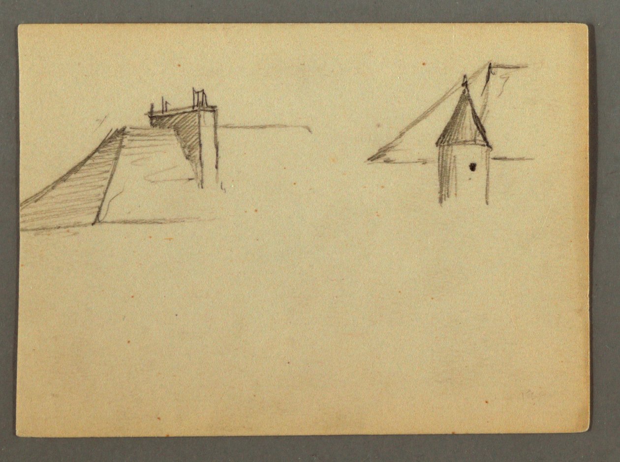 Dach mit Schornstein, Turm, möglicherweise 1868 von Frederic Edwin Church