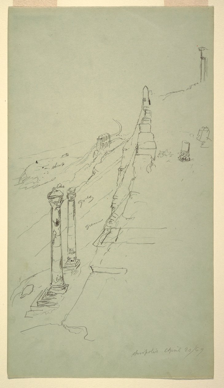 Südseite der Akropolis, Athen von Osten, 20. April 1869 von Frederic Edwin Church