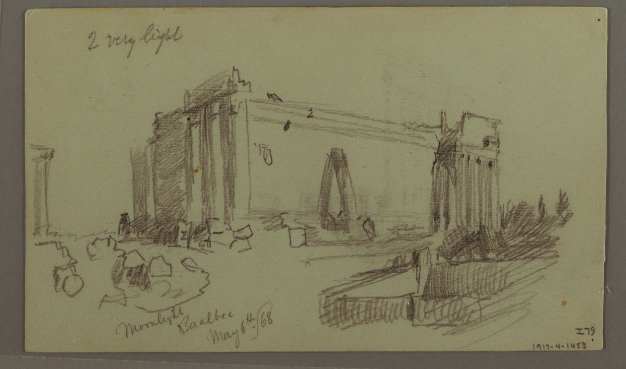 Studie von Tempelruinen, 8. Mai 1868 von Frederic Edwin Church