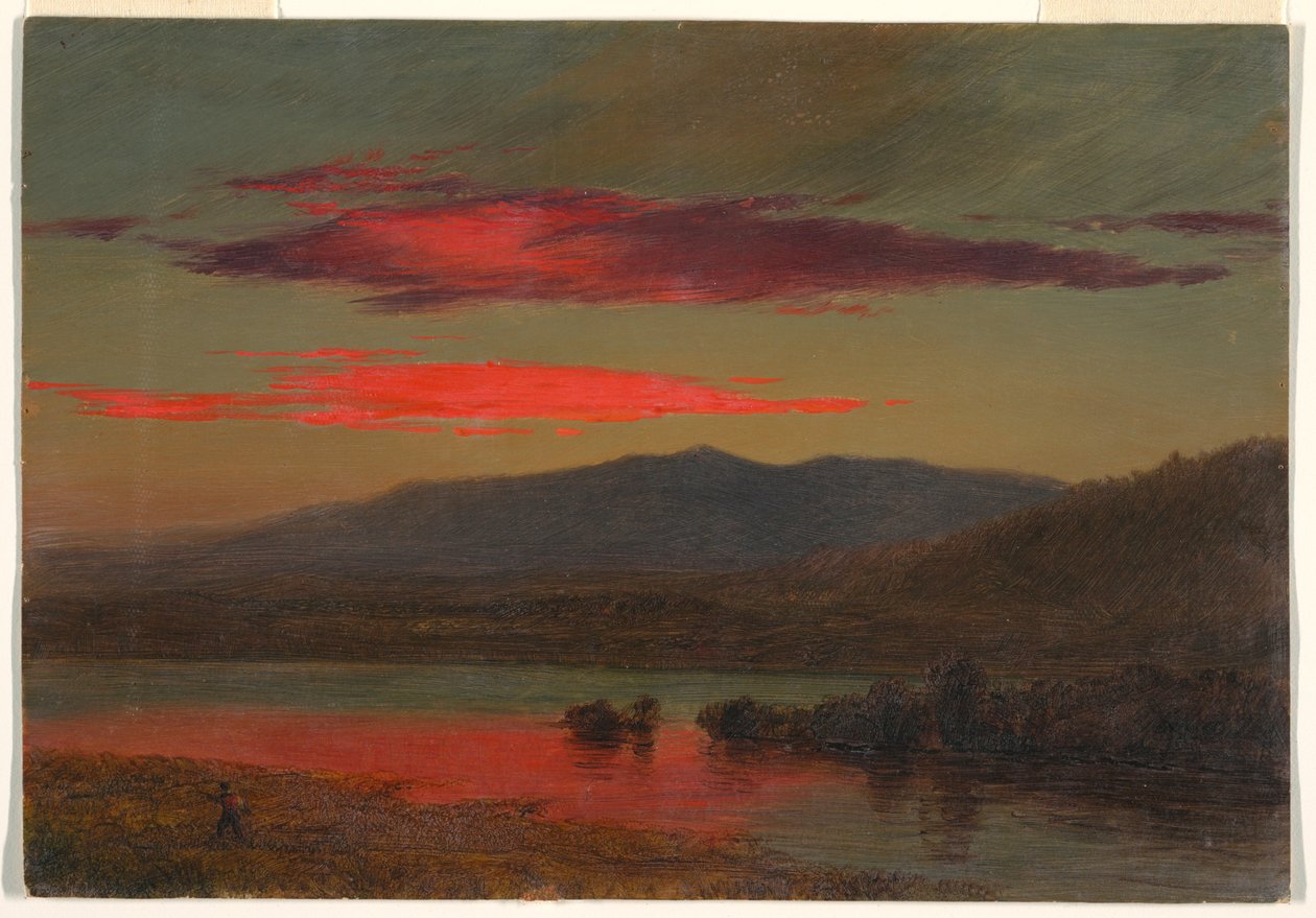 Zeichnung, Sonnenuntergang, Hudson, New York, 25. Dezember 1873 von Frederic Edwin Church