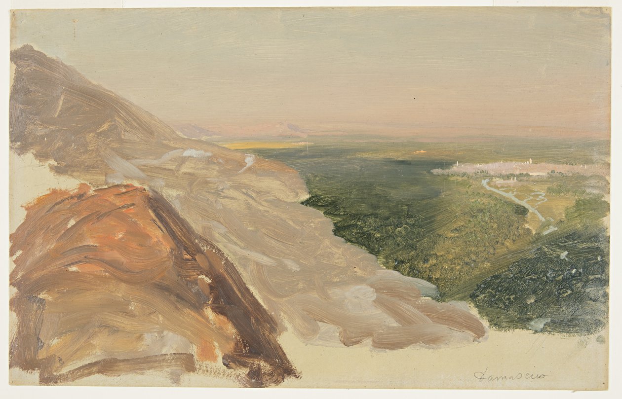 Blick auf eine Ebene mit Damaskus, Syrien, von den Bergen, Mai 1868 von Frederic Edwin Church