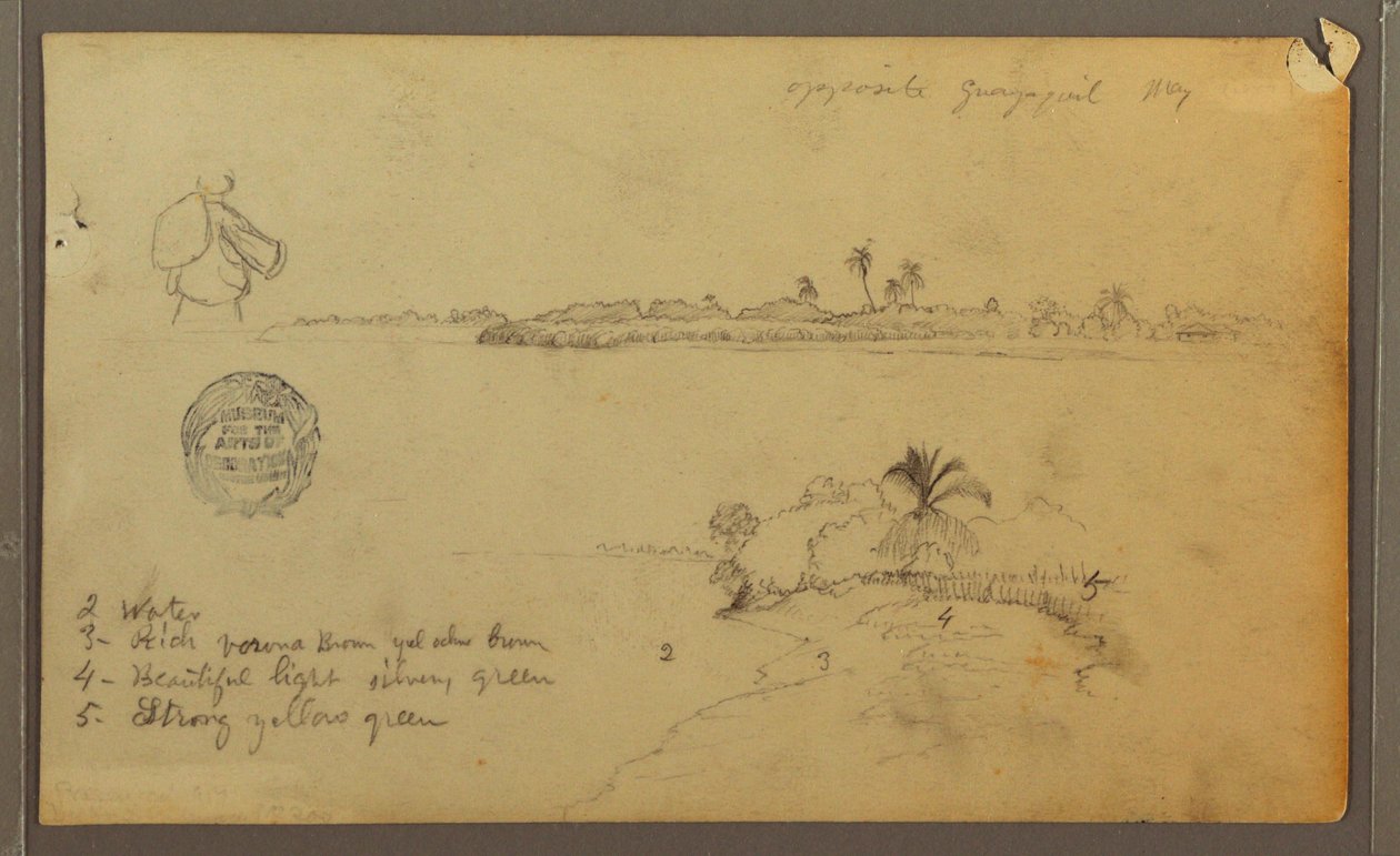 Ansichten des Ostufers des Guayas-Flusses, gegenüber von Guayaquil, Ecuador, Mai 1857 von Frederic Edwin Church