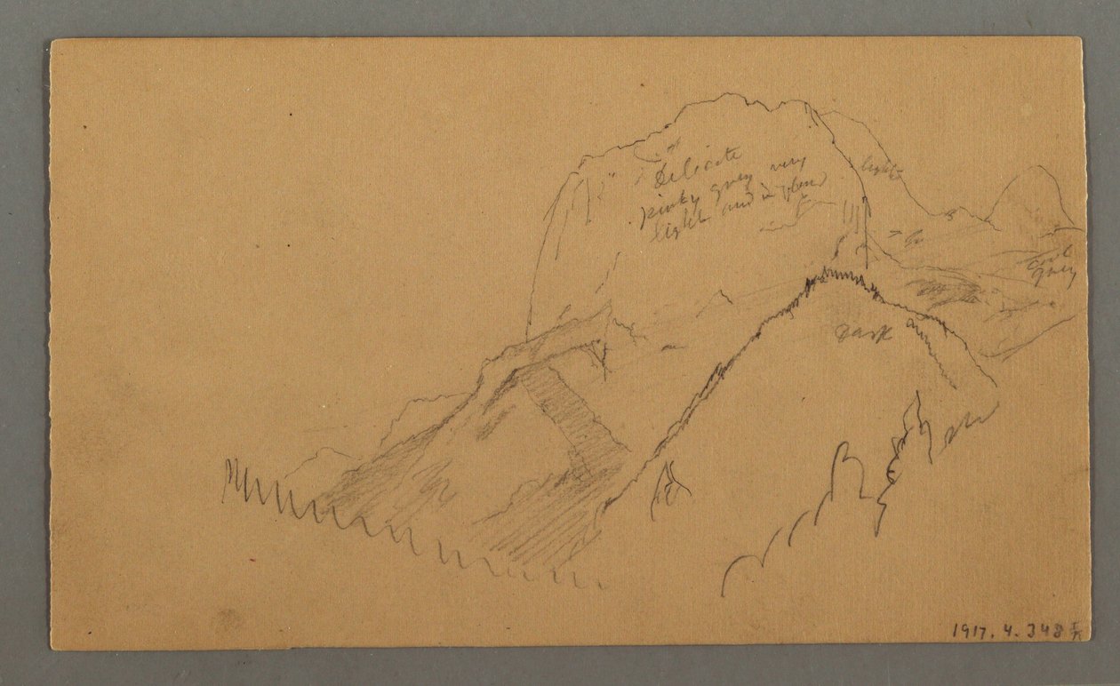 Zeichnung, Bewaldete Gipfel, 27. Juli 1868 von Frederic Edwin Church