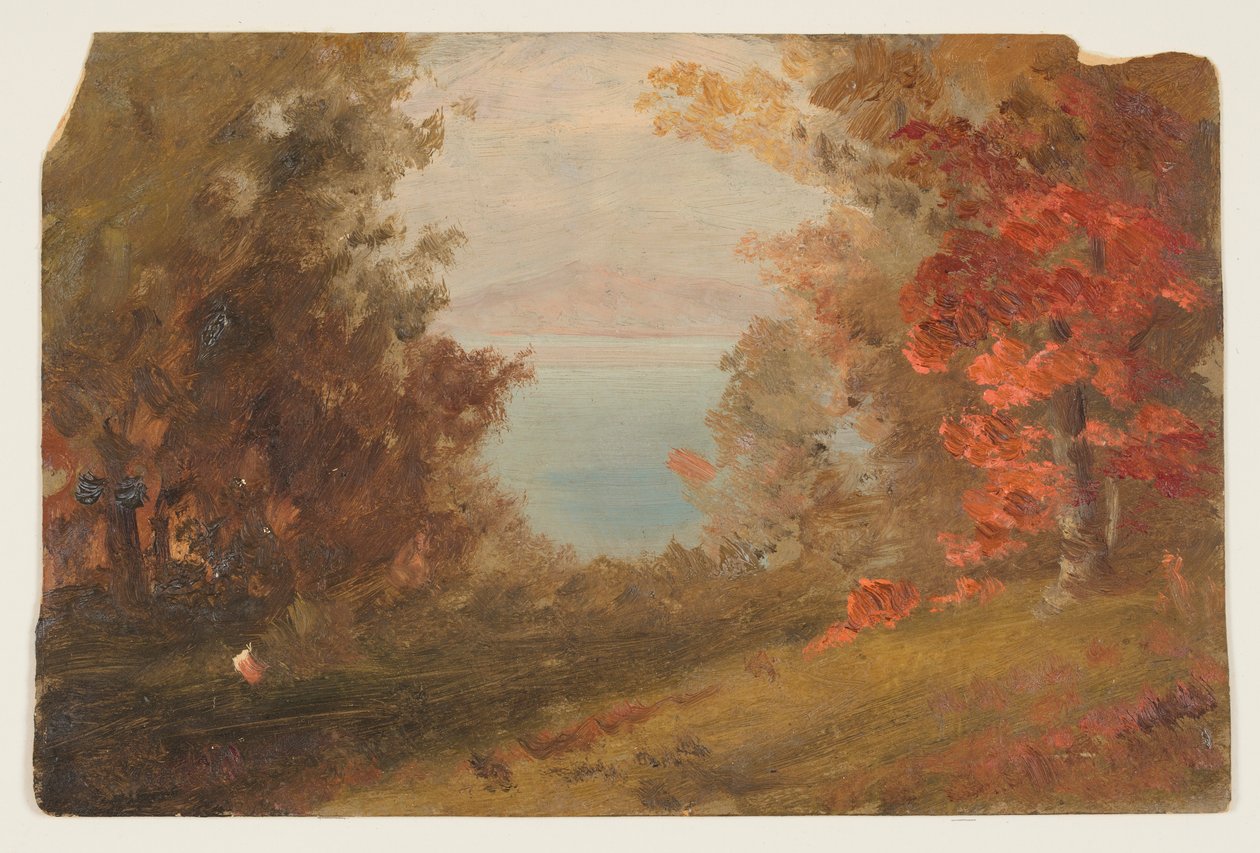 Zeichnung, Waldszene im Herbst (Hudson, New York oder Maine), 1860–70 von Frederic Edwin Church