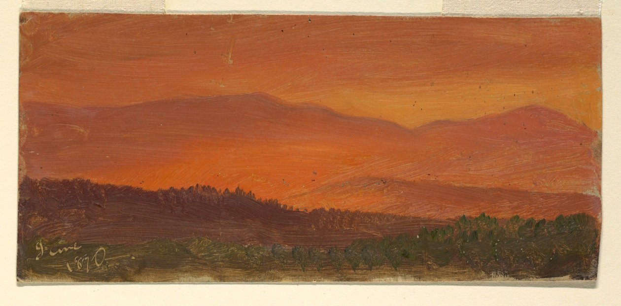 Hudson-Tal und ferne Berge bei Sonnenuntergang von Frederic Edwin Church