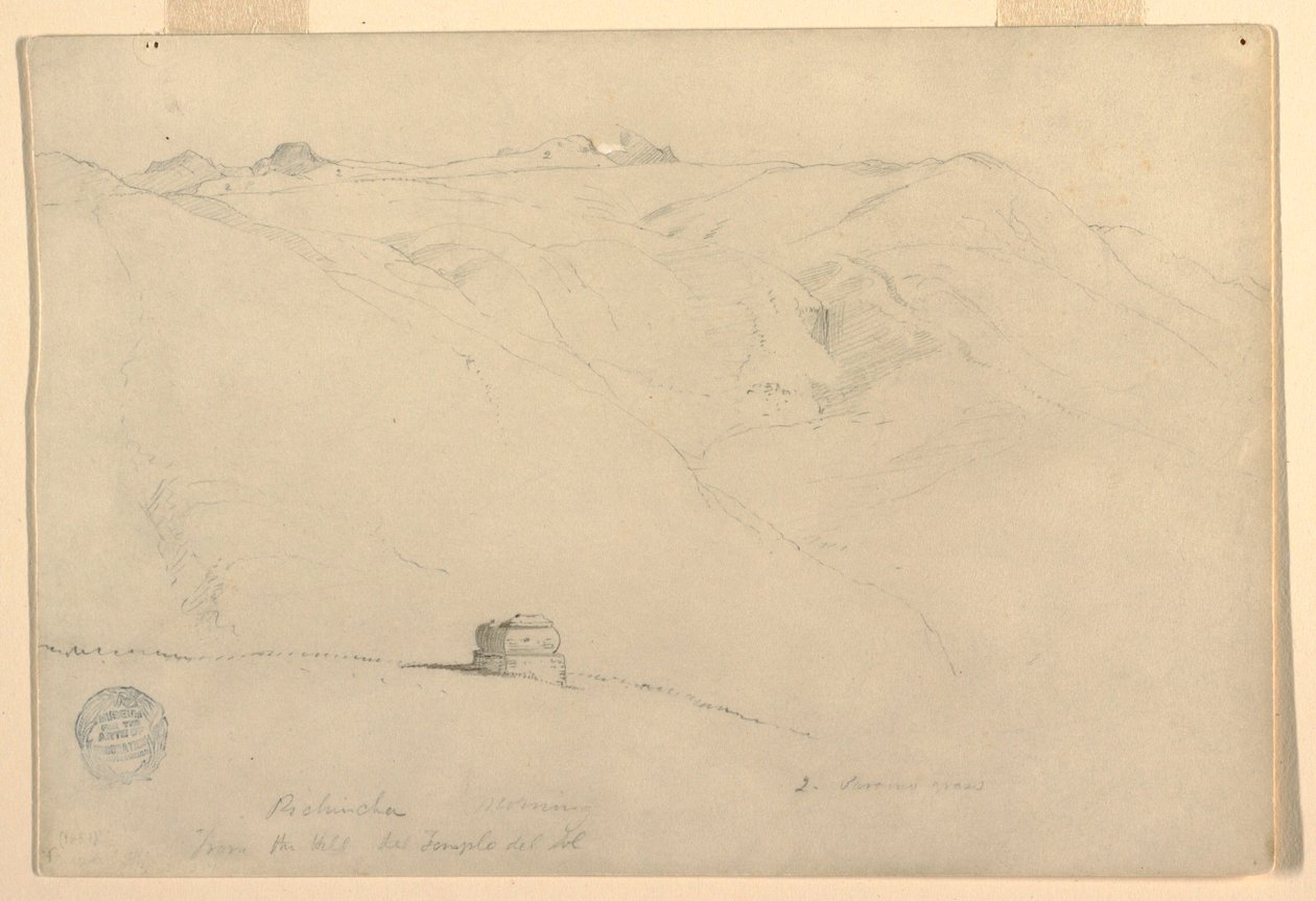 Pichincha, Morgen, vom Sonnentempel, Quito, Ecuador, Juni 1857 von Frederic Edwin Church