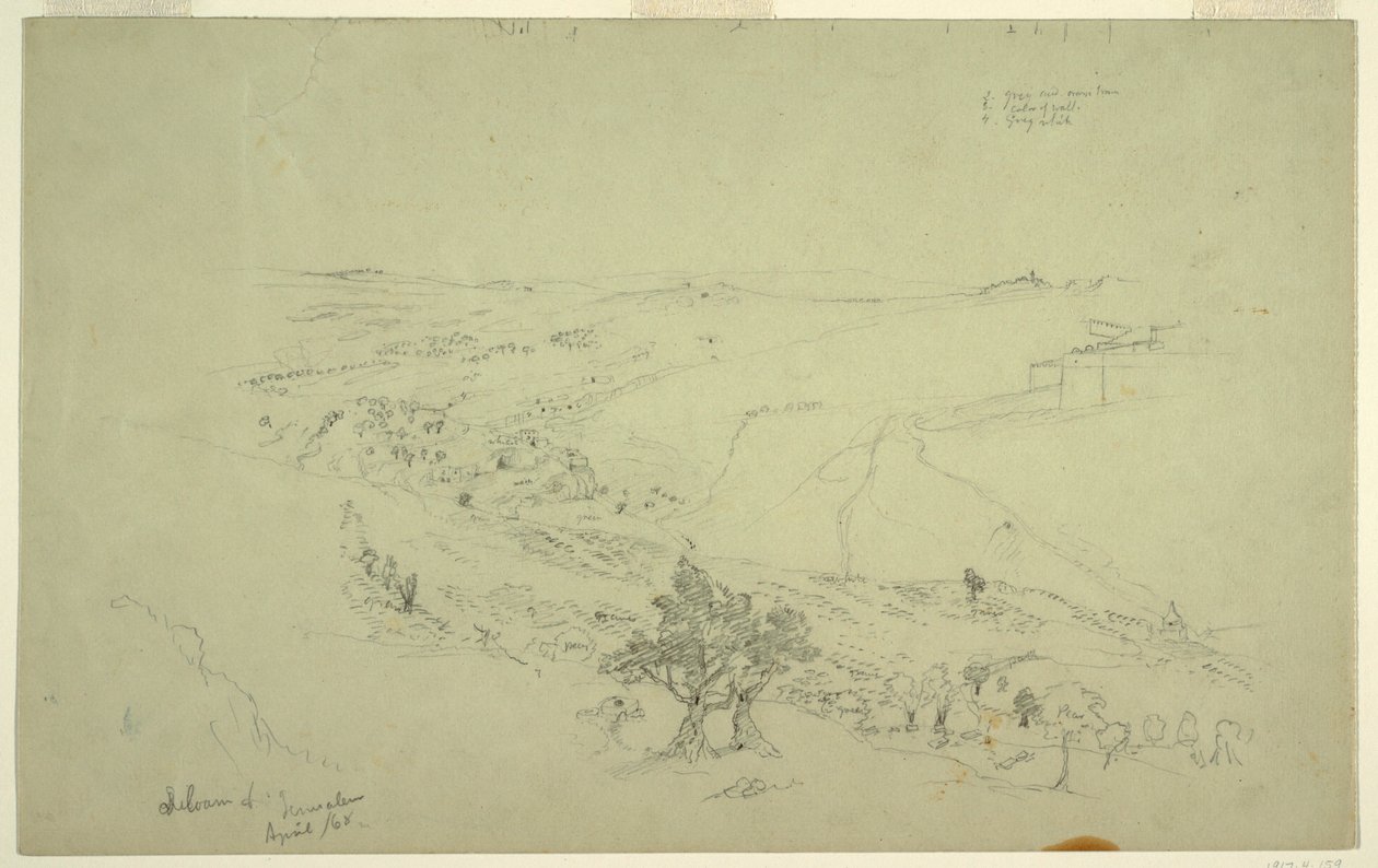 Siloah und Jerusalem, südöstliche Ecke der Mauern vom Ölberg aus gesehen von Frederic Edwin Church