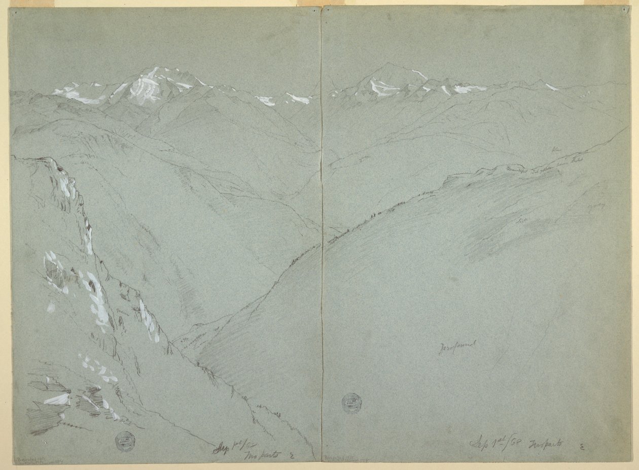 Tal Landschaft mit schneebedeckten Gipfeln, Berner Alpen, Schweiz, Teil 1 von Frederic Edwin Church
