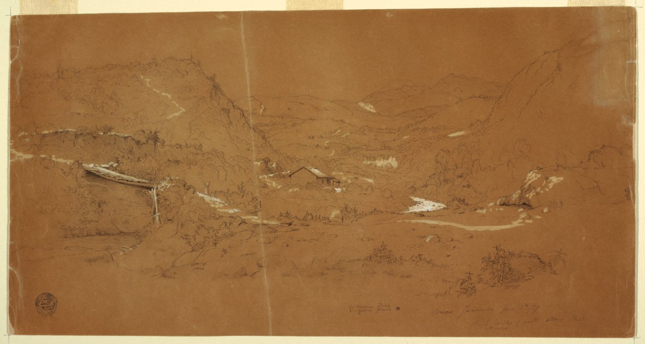 Tal mit einer Brücke und Häusern, nahe Guaranda, Ecuador von Frederic Edwin Church