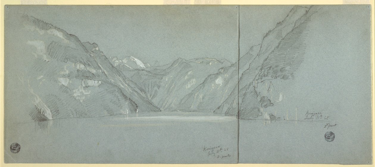 Blick auf den Königssee mit dem Falkenstein, bei Berchtesgaden, Bayern, Deutschland, Teil 2 von Frederic Edwin Church