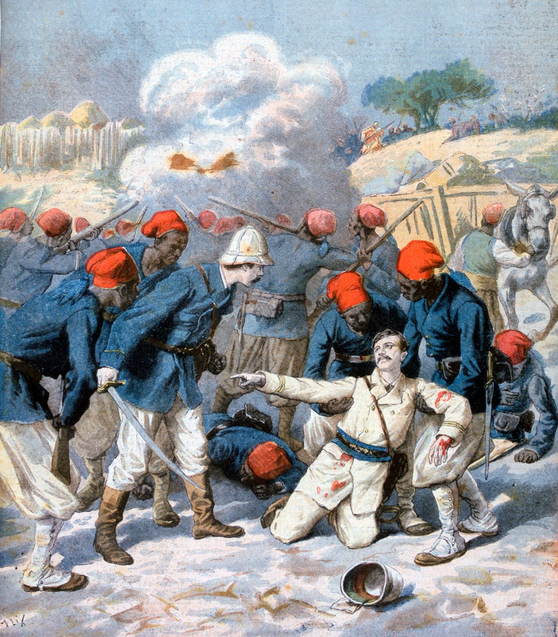Tod von Leutnant Lecerf, Schlacht von Napa, Nigeria, 1894 von Frederic Lix