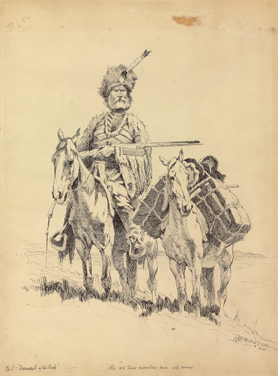 Ein alter Bergmann mit seinen Ponys, 1888 von Frederic Remington