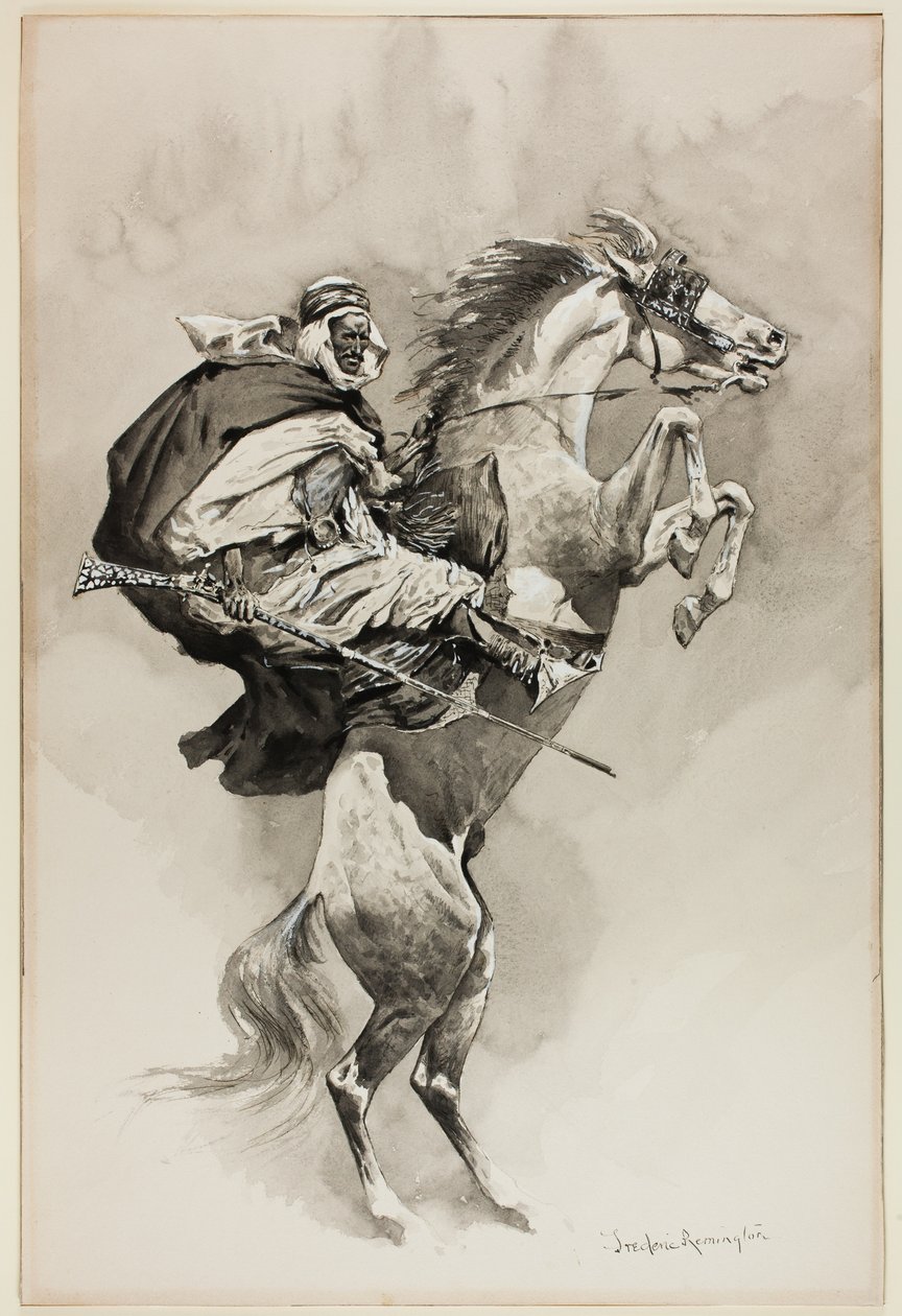 „Als sie ihre Tiere auf die Hinterbeine warfen,“ Illustration für Ein arabischer Tag und Nacht, in Harper