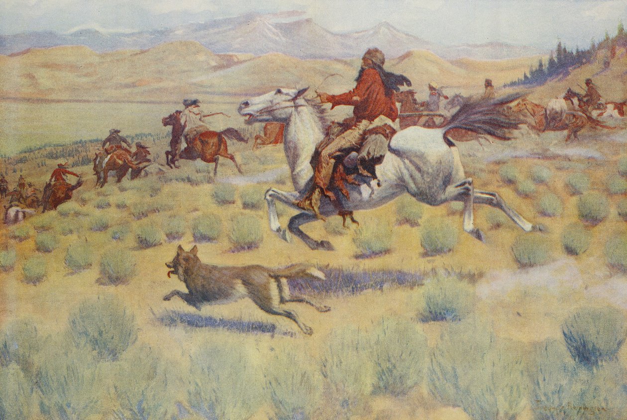 Jagd auf der Prärie, aus Colliers Weekly, 1904 von Frederic Remington