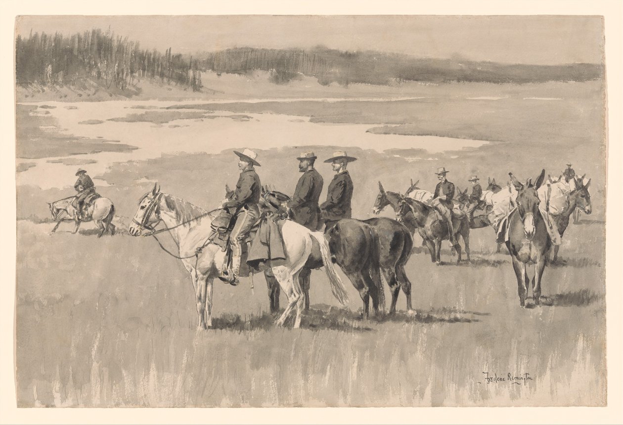 Im Quellgebiet - Burgess findet eine Furt von Frederic Remington