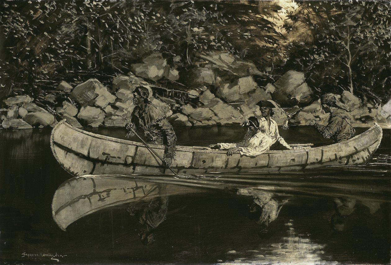 Verwundeten britischen Offizier paddeln, 1897 von Frederic Remington