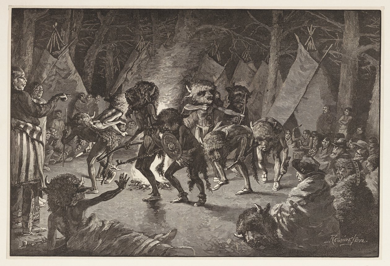 Der Büffeltanz, aus Harpers Weekly, veröffentlicht 1887 von Frederic Remington