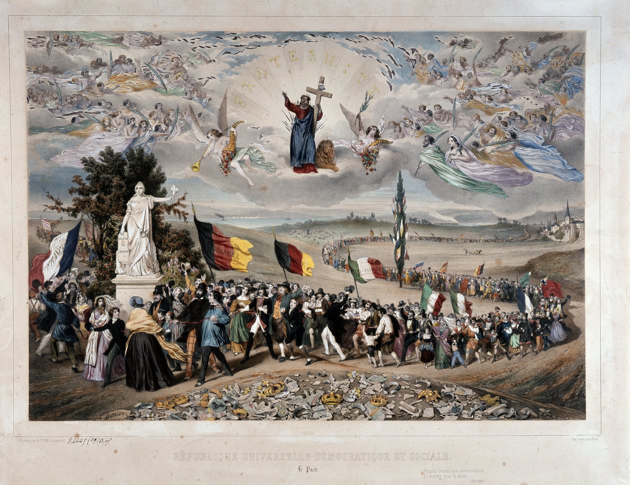 Die universelle demokratische und soziale Republik Prozession der europäischen Völker in Union und Brüderlichkeit. Lithographie von Frederic Sorrieu (1807-ca. 1861) 1848 Paris, Musée Carnavalet - Universelle demokratische und soziale Republik von Frederic Sorrieu