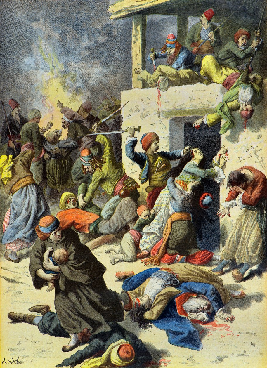 Massaker auf Kreta durch die Türken im Juli 1896 (Gravur) von Frederic Theodore Lix