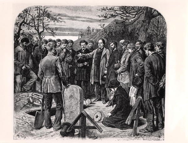 Victor Hugo (1802-85) in Guernsey, hält die Grabrede eines Gefährten im Exil, ca. 1880 von Frederic Theodore Lix