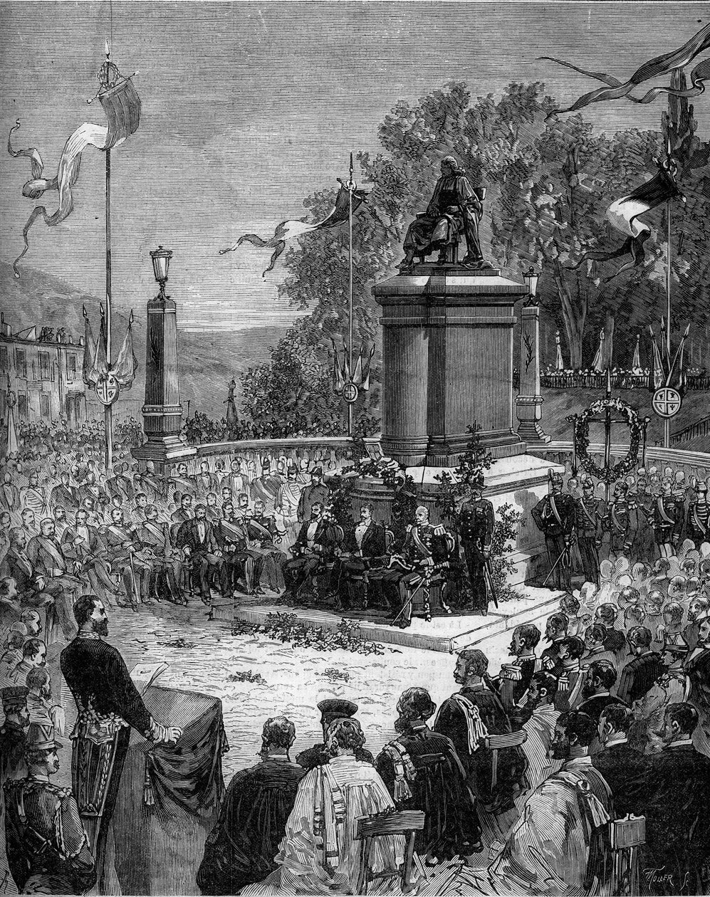 Einweihung der Statue von Blaise Pascal (1623-1662) auf dem Place Saint Herem in Clermont-Ferrand, Puy-de-Dôme. 5. September von Frederic de Haenen